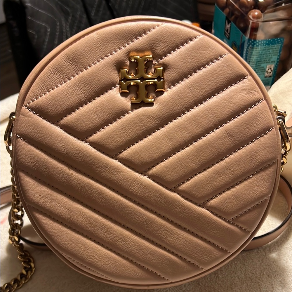 Tory Burch Tan Quilted Round Crossbody Bag